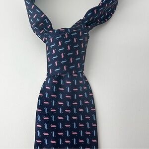 Tucci Firenze 100% Silk Navy Blue Geometric Patterned Tie Teacher Professor